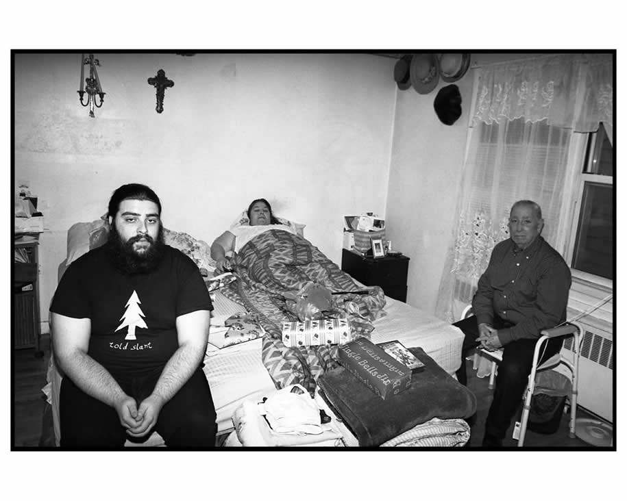 The people portrayed in this photo are Alfred (the young man with the beard), Evaristo, and Silvia. I’ve known this family since I arrived as a refugee to the U.S. in 1996. Evaristo was a political prisoner when he was 17 years old. He has dedicated his whole life in exile to the fight for a change in Cuba’s government, a change which hasn’t arrived and around which they have structured their lives, their family life as well as their social lives. Cuba has been the center of this family’s life, including for Alfredo, who was born in northern New Jersey. Silvia is currently suffering from a nervous ailment and spends almost every day secluded in bed. Evaristo is the only breadwinner of the family.
